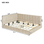 Full Size Upholstered Daybed/Sofa Bed Frame-Beige, Velvet