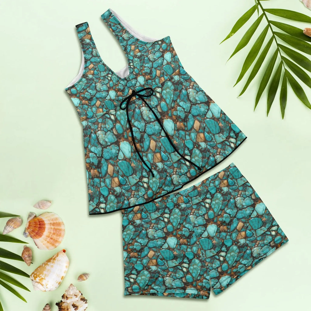 Baha Ranch All Turquoise Tankini & Boy Shorts Swim Set Baha Ranch Western Wear