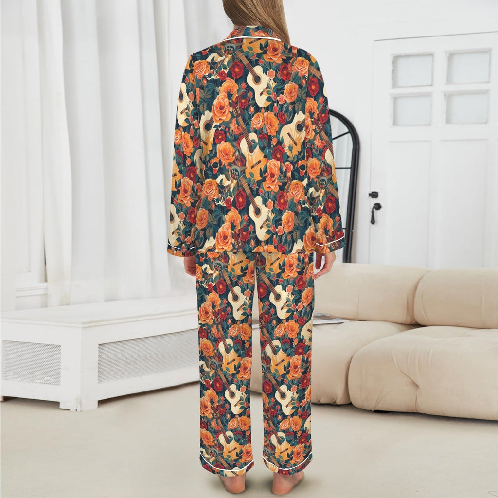 Baha Ranch Colores De Mexico Roses & Guitars Satin Pajamas Baha Ranch Western Wear
