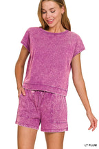 Zenana Premium Cotton Washed Sleeveless Top & Shorts Set