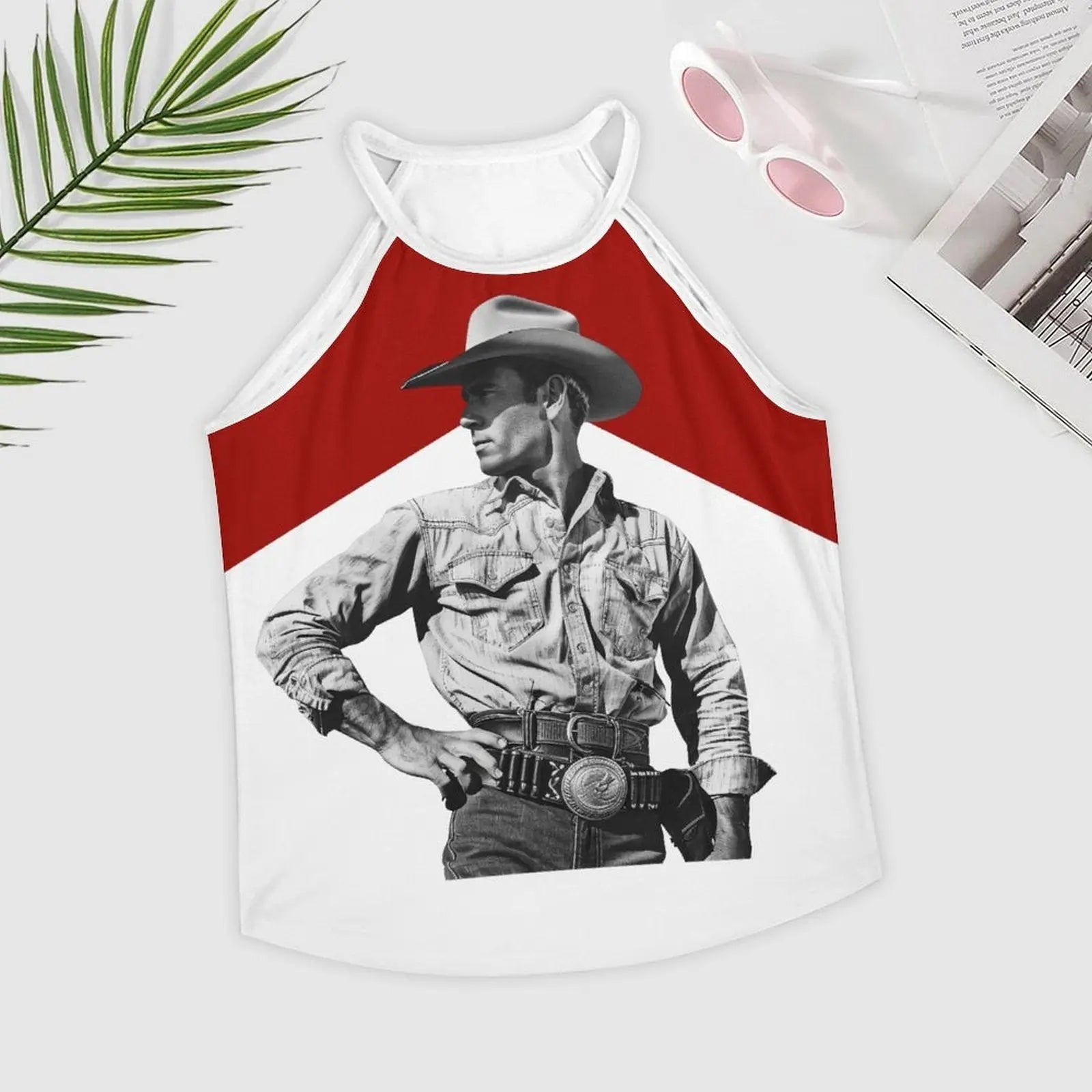 Baha Ranch Black White Cowboy Vintage Tank Top Baha Ranch Western Wear