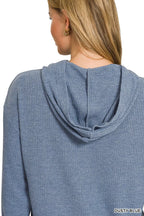 Zenana Ribbed Long Sleeve Hoodie