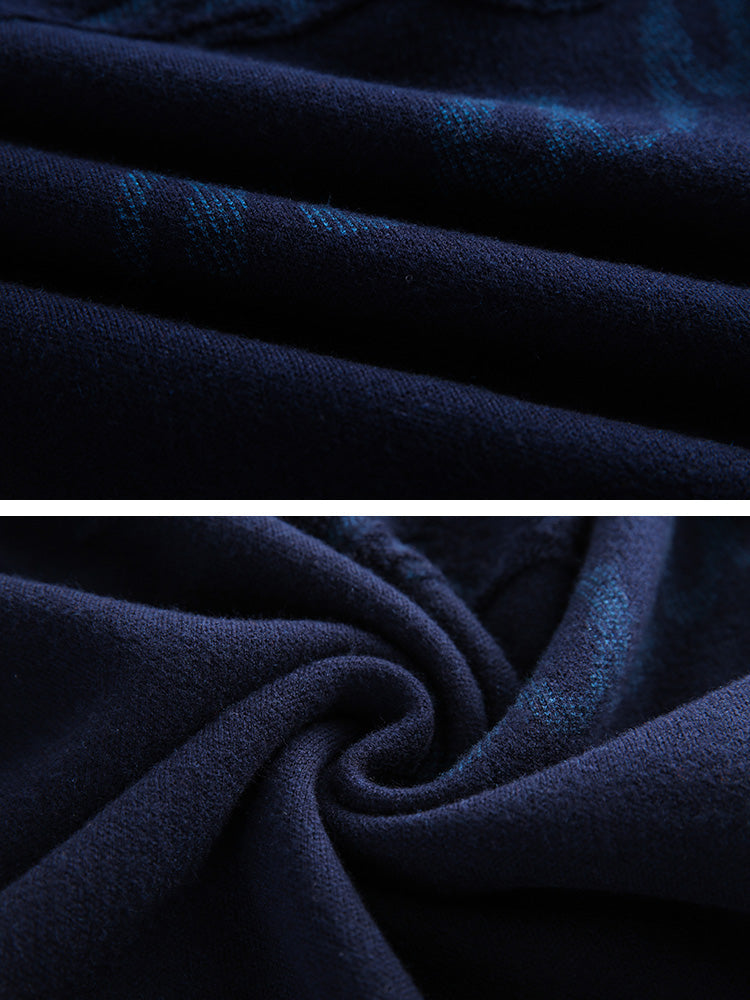 Men's Jacquard Loose Plus Size Wool Sweater
