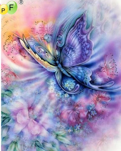 Diamond Embroidered Flower Butterfly Embroidery with Crystal Needlework Home Decor Craft Gift