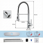 Kitchen Faucet with Pull Down Sprayer Industrial 1 Handle 1 Hole Or 3 Hole Faucet for Farmhouse Camper Laundry Utility Rv Wet Bar Sinks, Stainless Steel, Chrome