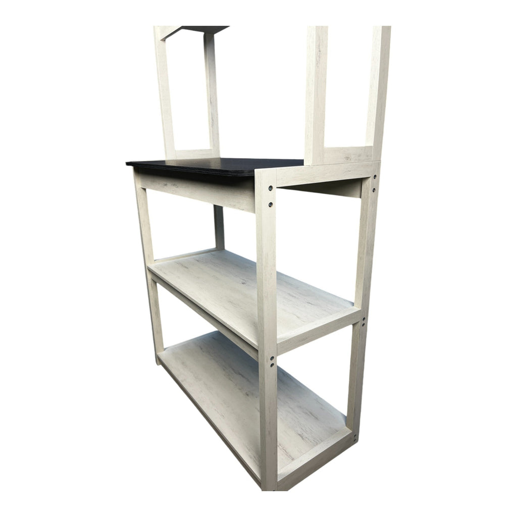 31.5' White and Black color 5-Tier Bakers Rack for Kitchen with Storage, Coffee Bar, Kitchen Shelves, Microwave Stand