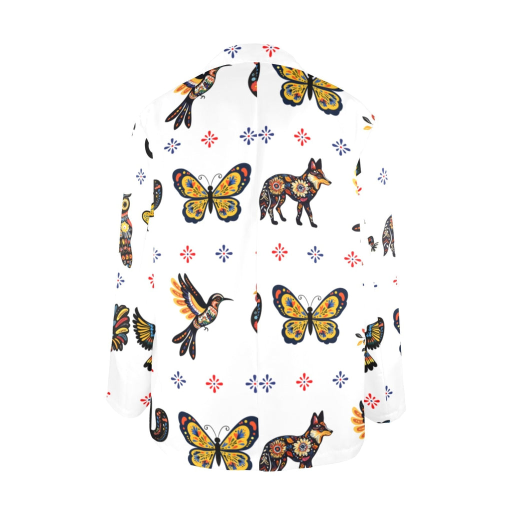 Baha Ranch Colores de Mexico Mexican Talavera Floral Animals Blazer in White Baha Ranch Western Wear