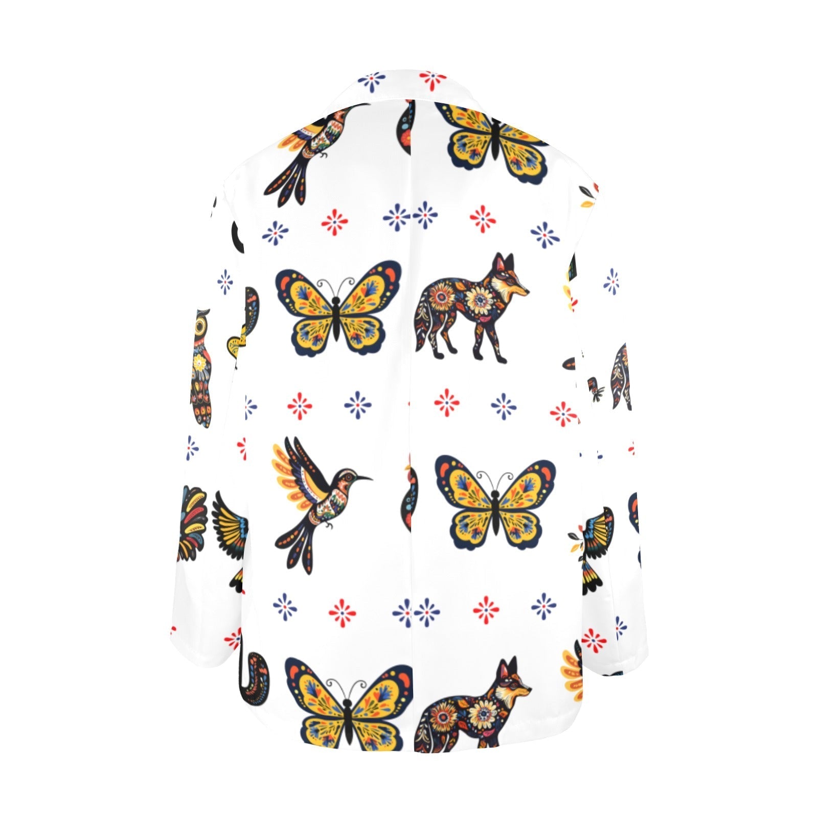 Baha Ranch Colores de Mexico Mexican Talavera Floral Animals Blazer in White Baha Ranch Western Wear