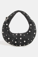 Fame Dome Studded Chrome Crescent Hand Bag