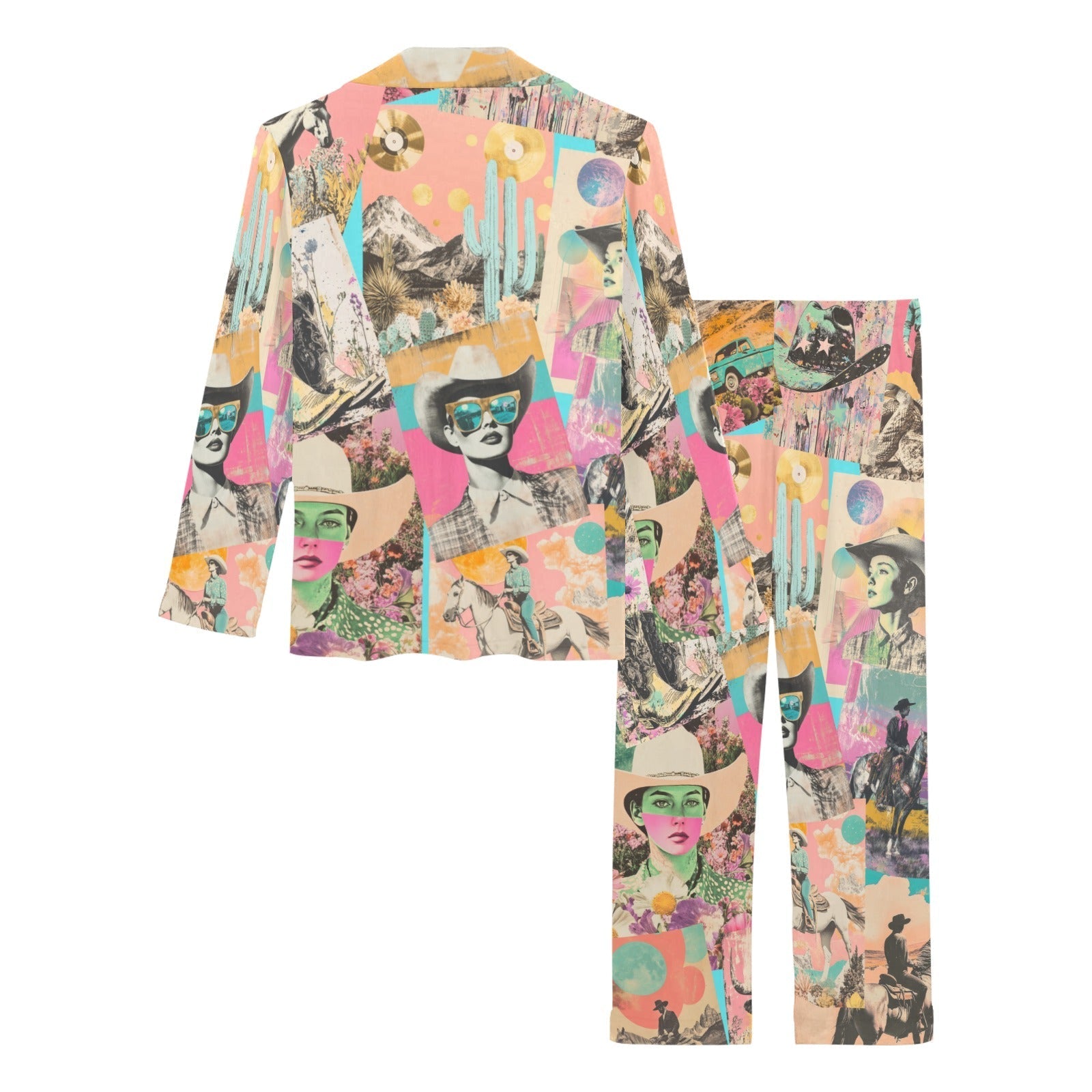 Baha Ranch Retro Pop Western Collage Pajama Set Baha Ranch Western Wear
