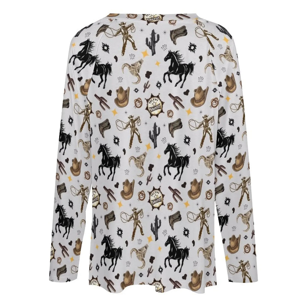Baha Ranch Western Print Long Sleeve Top Baha Ranch Western Wear