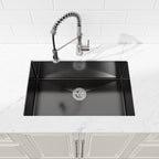 Stainless Steel Kitchen Sink, 27″x19″ Single Bowl, Undermount Handmade Sink in Black, with US Standard Drain and Hook