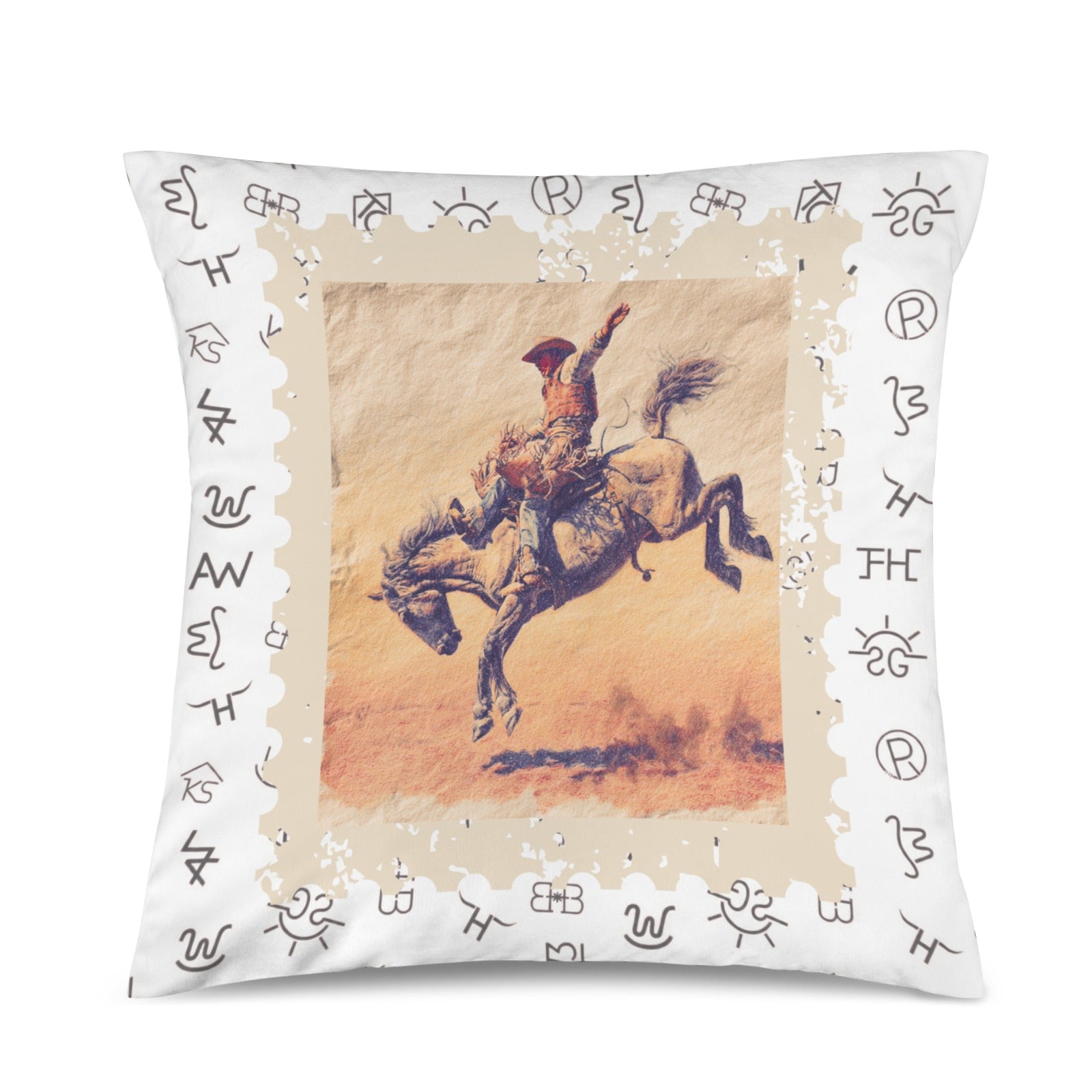 Baha Ranch Stamped Rodeo Cowboy Velvety Soft Pillow Case Made in America Baha Ranch Western Wear