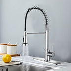 Kitchen Faucet with Pull Down Sprayer Industrial 1 Handle 1 Hole Or 3 Hole Faucet for Farmhouse Camper Laundry Utility Rv Wet Bar Sinks, Stainless Steel, Chrome