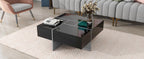 ON-TREND Unique Design Coffee Table with 4 Hidden Storage Compartments, Square Cocktail Table with Extendable Sliding Tabletop, UV High-gloss Design Center Table for Living Room, 31.5'x 31.5'