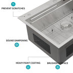 33*22 inch Brushed Nickel 33' Waterfall Kitchen Sink with Pull-Out Faucet & Cup Washer, Stainless Steel Ledge Workstation