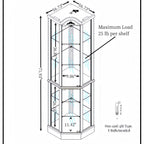 Glass Cabinet Lighted Corner Cabinet Corner Display Curio Cabinet, Glass Display With Light(Included)Bar Cabinet,Wine Cabinet with Adjustable Glass Shelves Carved Decoration OAK Light(Included)