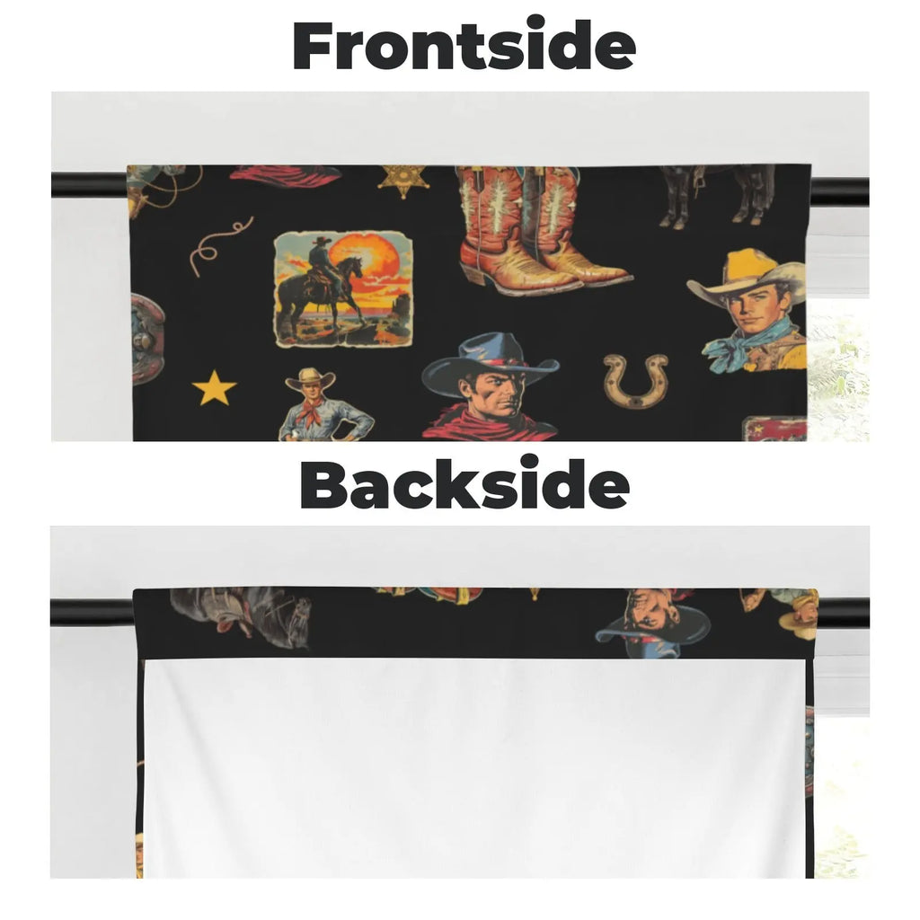 Vintage Cowboy Collage Western Curtains 28" x 40" Made in America Baha Ranch Western Wear
