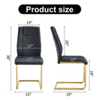 Modern dining chairs with faux leather padded seats, dining room chairs, gold metal leg upholstered chairs, suitable for kitchens, living rooms, bedrooms, and offices, set of 6 (black+PU leather)C-001