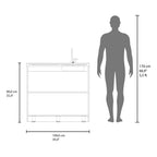 Salento Freestanding Sink, Double Door Cabinet, Two Shelves, White / Ligth Grey