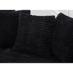 Oversized Two-Piece  Couches,  L Shaped Sofa, Corduroy, Right Chaise Daybed,with Armrests,Eight Throw Pillows,Corner Sofa,Easy To Assemble,  Black