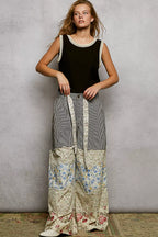POL Ribbed Round Neck Tank with Lace Trim