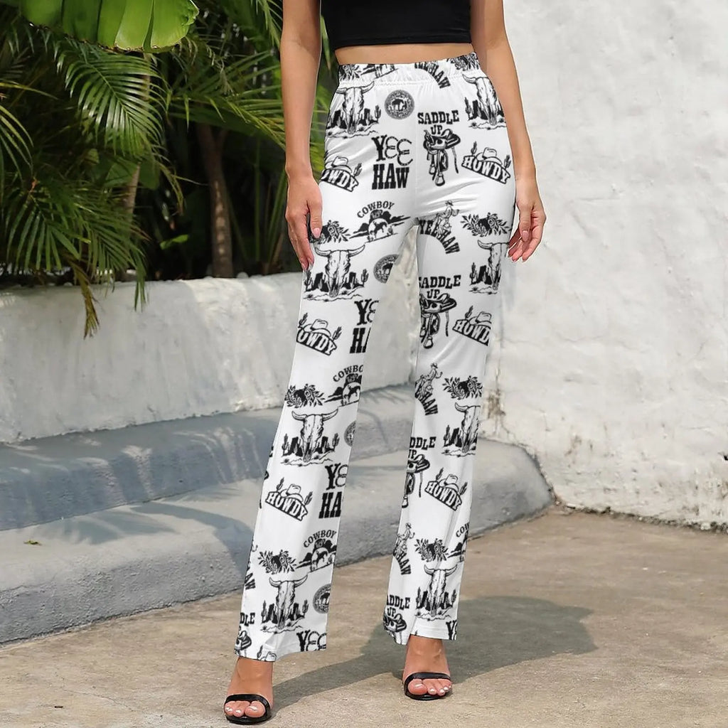 Baha Ranch Cowboy Print Western Flare Pants Baha Ranch Western Wear