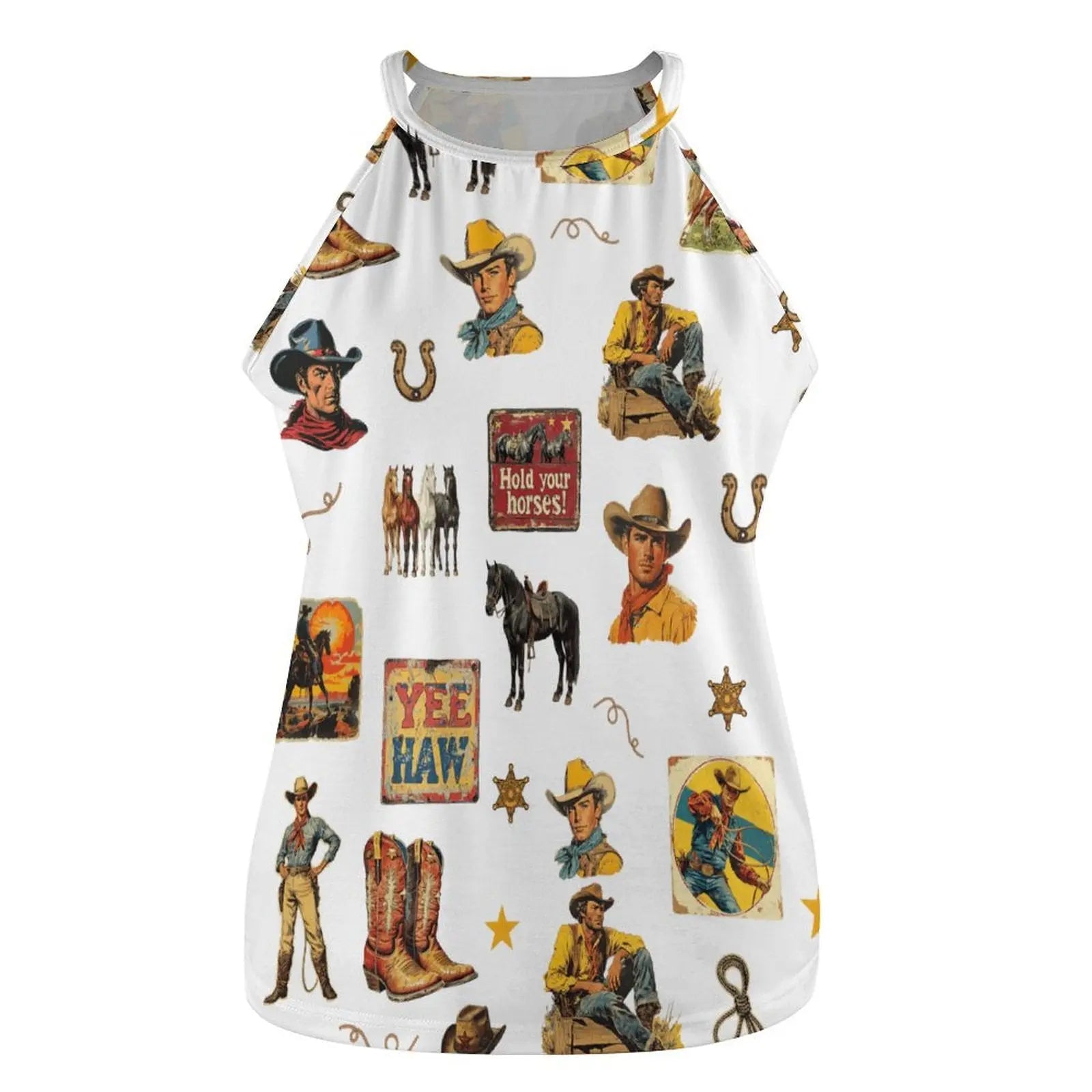 Baha Ranch Vintage Cowboy Collage Western Tank Top Baha Ranch Western Wear