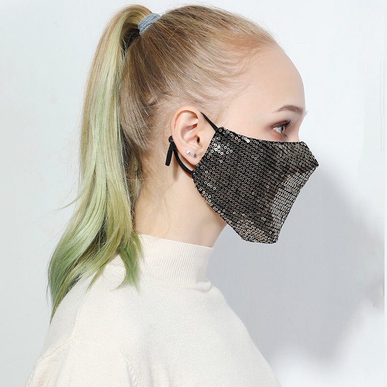 Sequined cotton mask