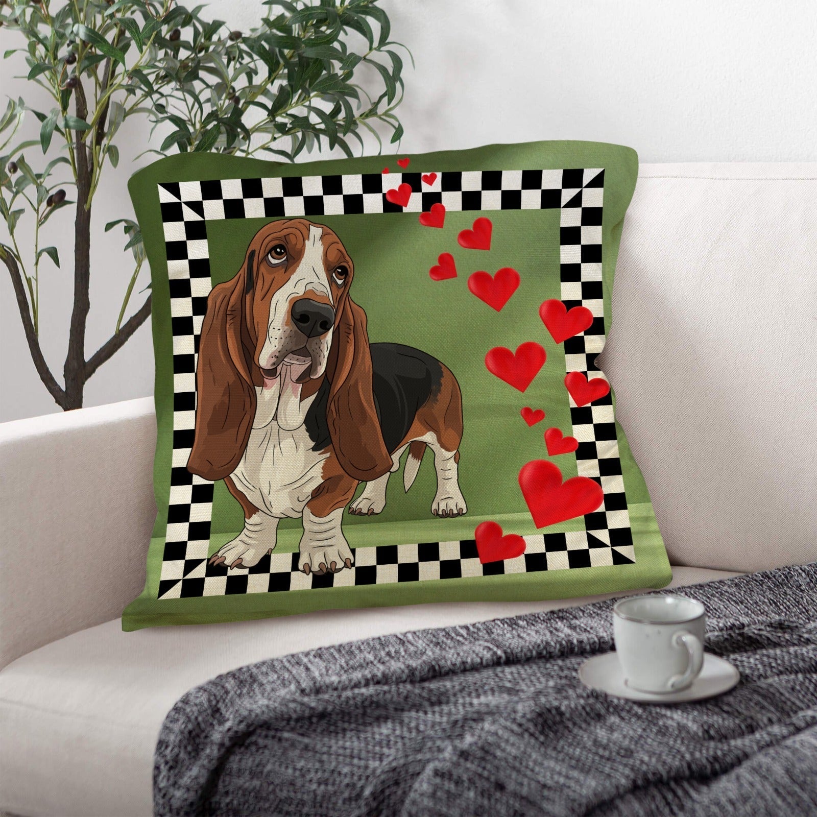 Basset Hound Throw Pillow Case Made in America Baha Ranch Western Wear