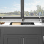 Quartz Kitchen Sink - 30' x 19' Black Granite Composite Workstation Undermount Kitchen Sink