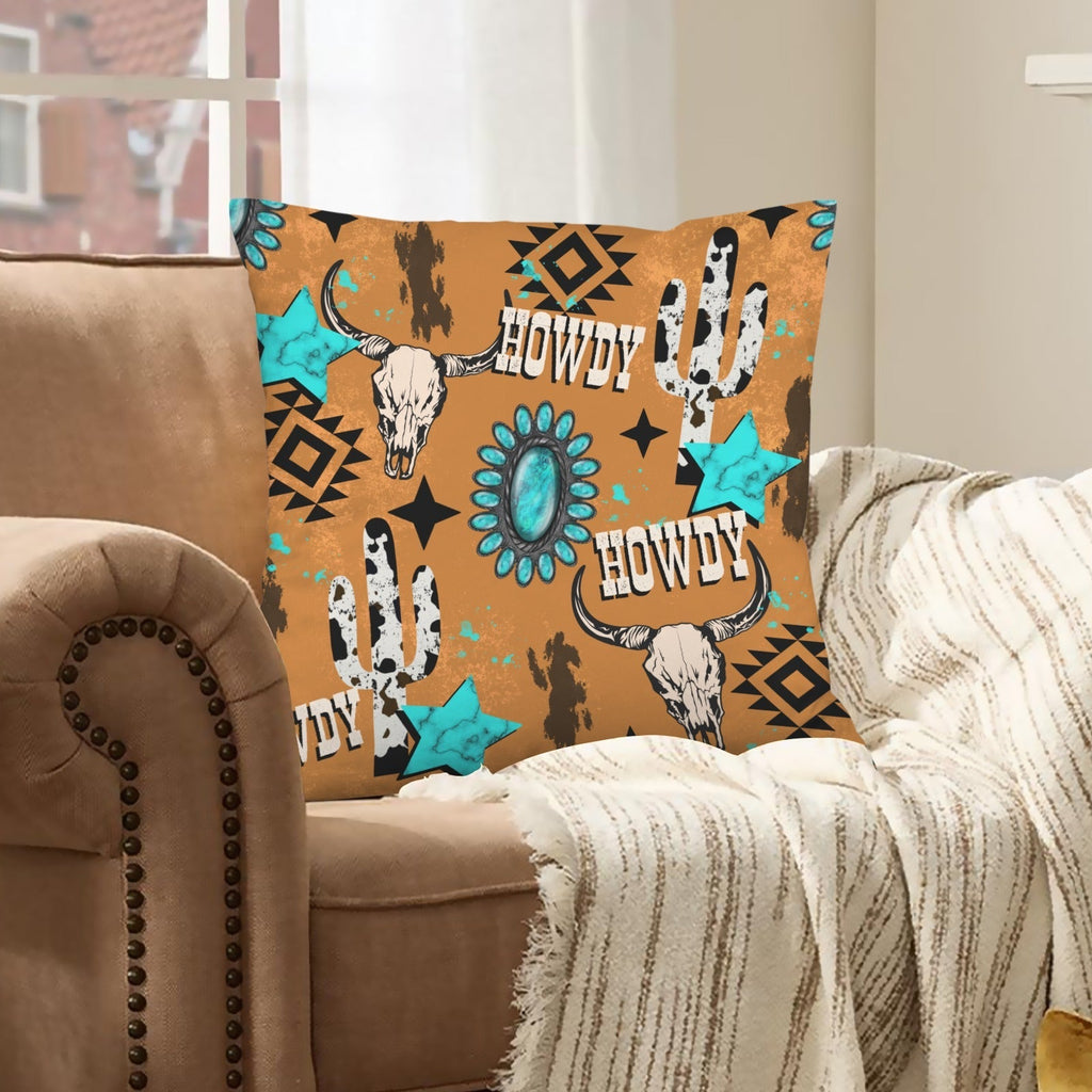 Baha Ranch Howdy Velvety Soft Throw Pillow Case Made in America Baha Ranch Western Wear