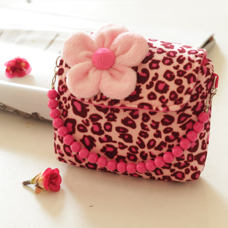 Children's bag children's messenger bag Girl's bead chain hand bag cute flower princess bag baby baby purse