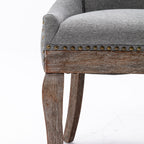 A&A Furniture Ultra Side Dining Chair with Thickened Fabric and Solid Wood Legs, Bronze Nail Head, Set of 2, Gray