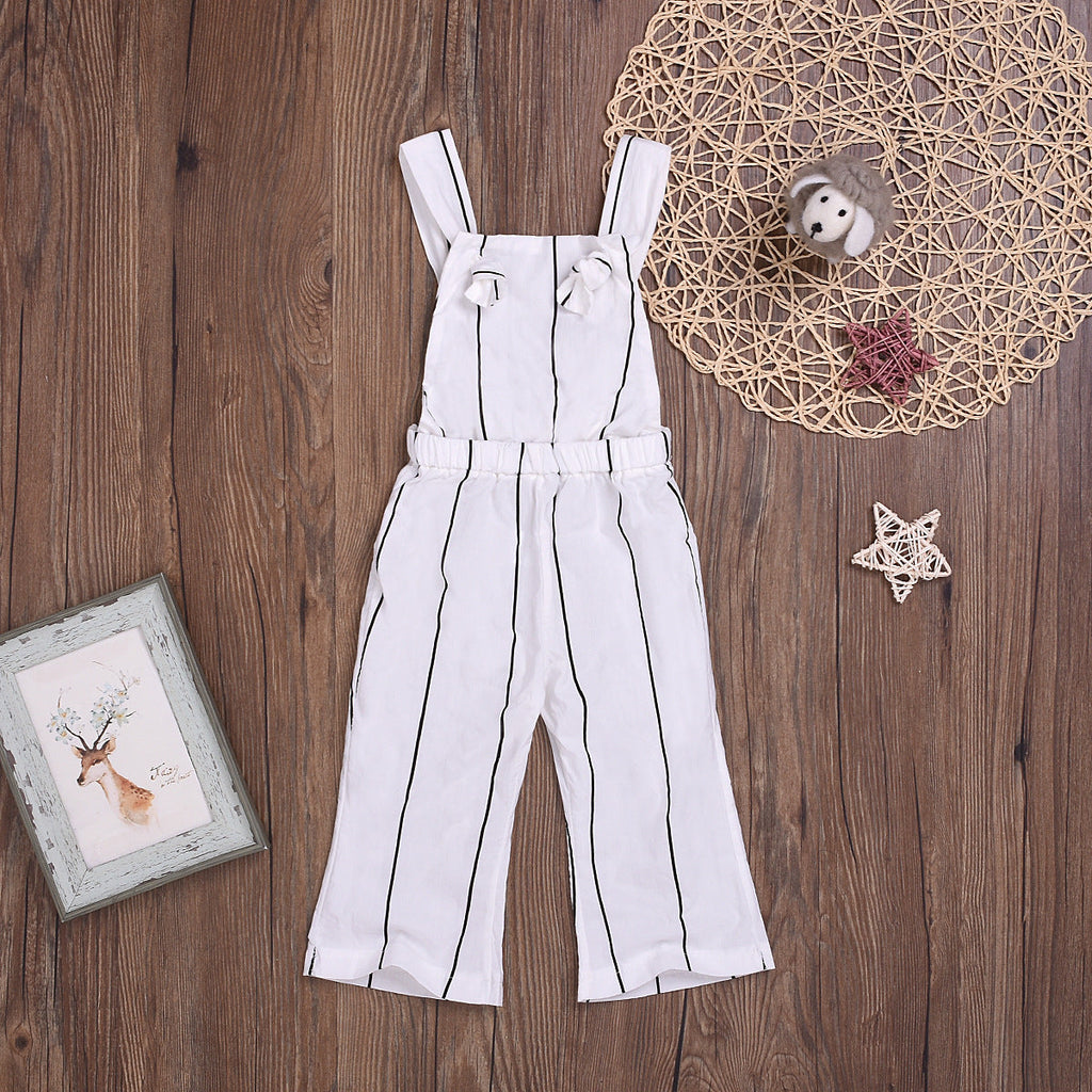 Children's Striped Bib Double-strap One-piece  Pants