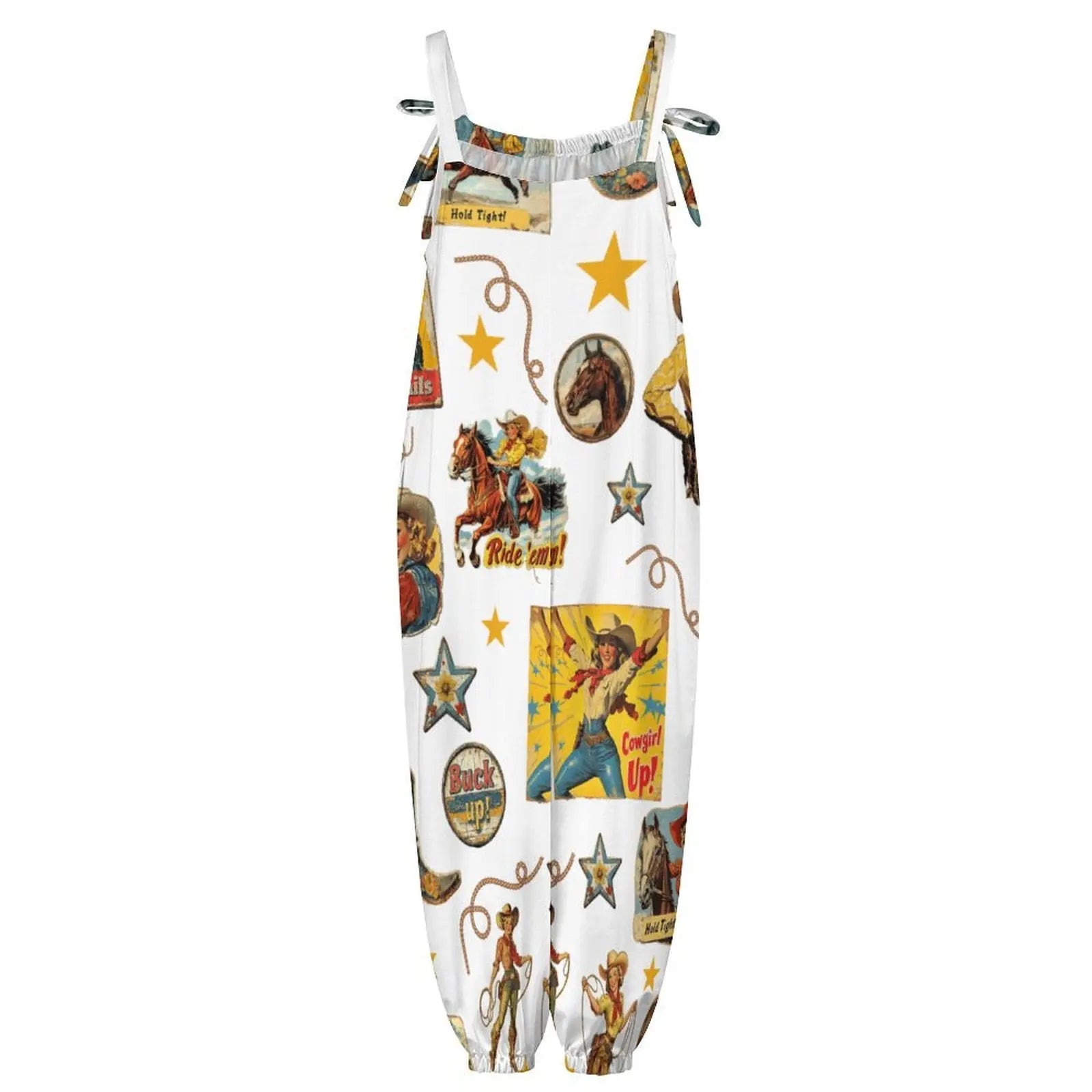 Baha Ranch Vintage Cowgirl Collage Western Overalls Jumpsuit Baha Ranch Western Wear