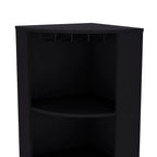 71' Corner Bar Cabinet with Five Shelves, Eight Bottle Cubbies and Stemware,Black