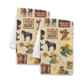 Vintage Cowboy Collage Set of 2 Dish Towels Made in America Baha Ranch Western Wear