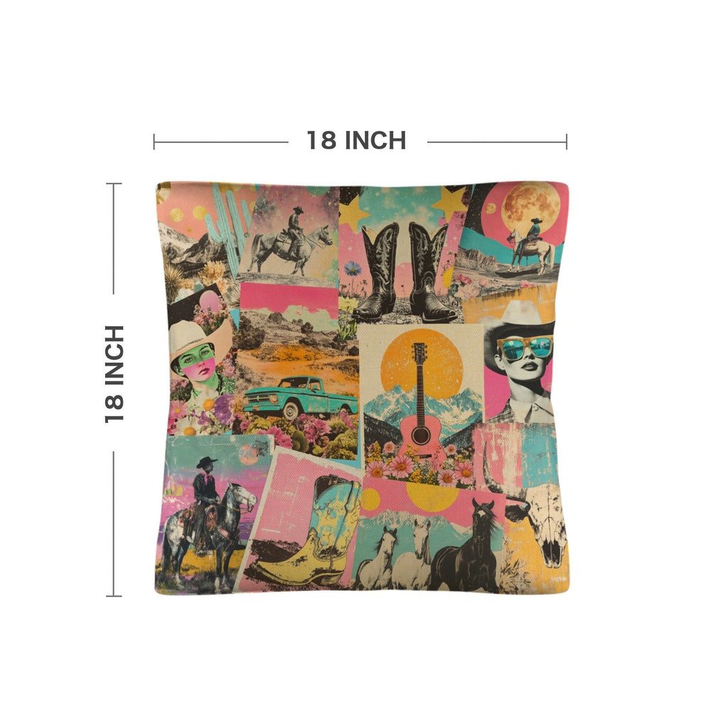 Baha Ranch Retro Pop Western Collage Pillow Case Made in America Baha Ranch Western Wear