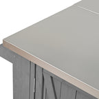 Outdoor Kitchen Island Fir Wood Kitchen Island with Stainless Steel Top, Ample Storage, Towel and Spice Racks, Bottle Opener, Grey
