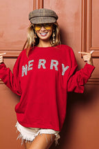 BiBi Merry Glitter Christmas Drop Shoulder Top