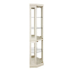 Lighted Corner Curio Cabinet - Display Case for Living Room, Antique Collectibles, Wine & Bar Glass Storage - Elegant Corner Design with Lights Included- White