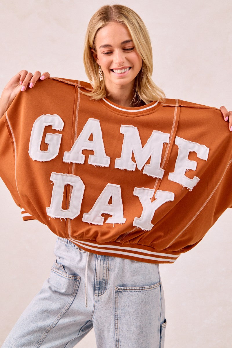 BiBi Gameday Patchwork Stitch Detail French Terry Top