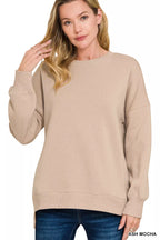 Zenana Full Size Fleece Hi-low Boyfriend Sweatshirts with Pockets Plus Size