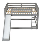 Masonstine Full over Full Bunk Bed with Slide and Ladder, Grey