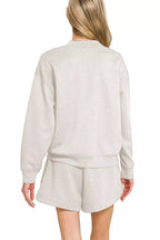 Zenana Scuba Long Sleeve Sweatshirt and Shorts Set