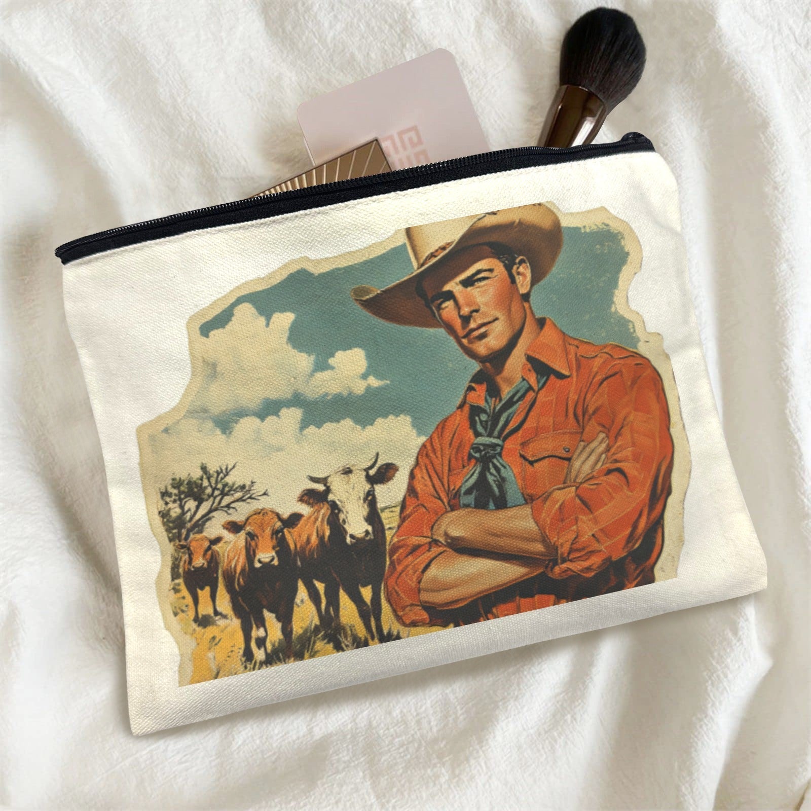 Cowboy Cattle Rancher pack of 5 Cosmetic Bags Made in America Baha Ranch Western Wear