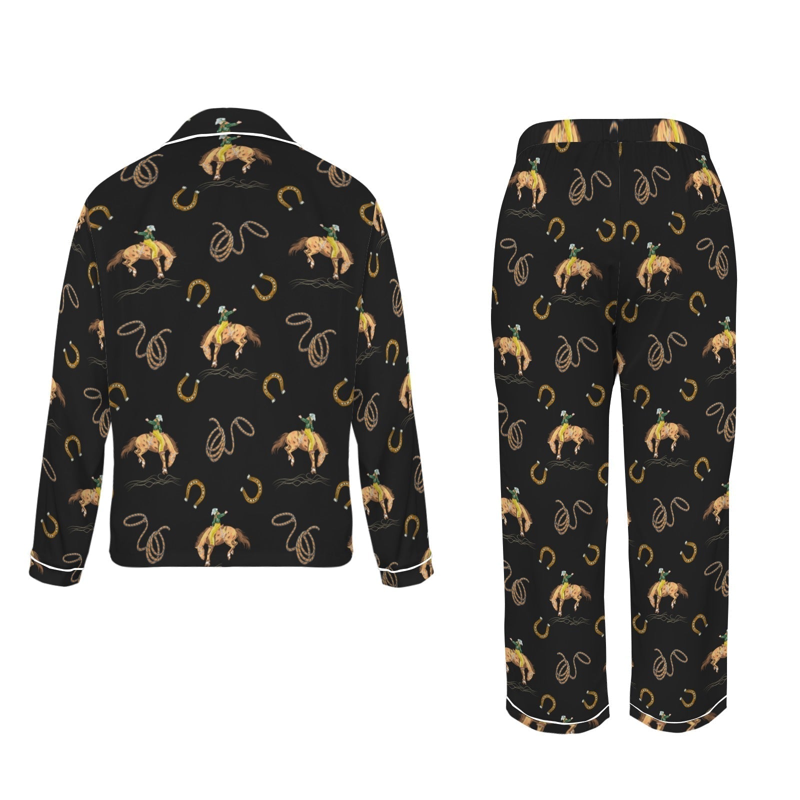 Baha Ranch All Cowboy Western Satin Long Pajamas Baha Ranch Western Wear