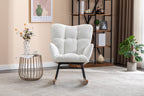050-Teddy Fabric Rocking Gilder Nursery Chair For Living Room Indoor,Ivory