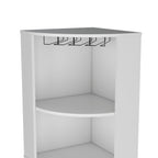 71' Corner Bar Cabinet with Five Shelves, Eight Bottle Cubbies and Stemware,White